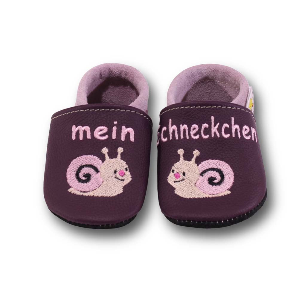 Preview: Lederpuschen Schnecke auf darkviolett